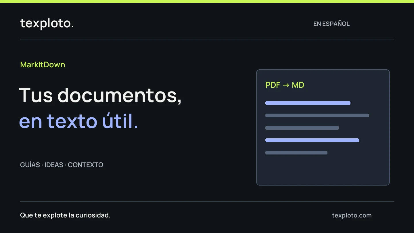 Gráfico conceptual: MarkItDown. Tus documentos, en texto útil.