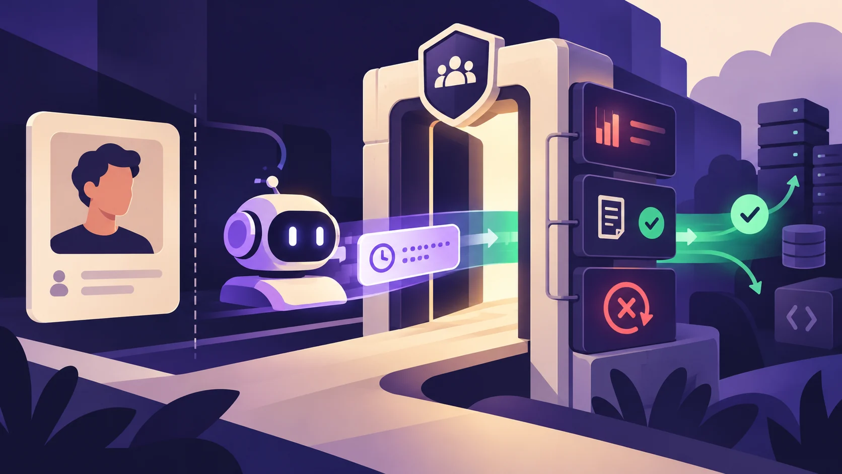 Un servicio automatizado recibe una credencial temporal de GitHub Copilot separada de la tarjeta de identidad de una persona